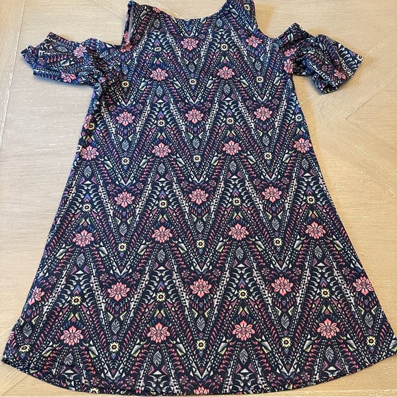 Mudd Blue Puff Sleeve Cold Shoulder A-Line Dress - Picture 6 of 6